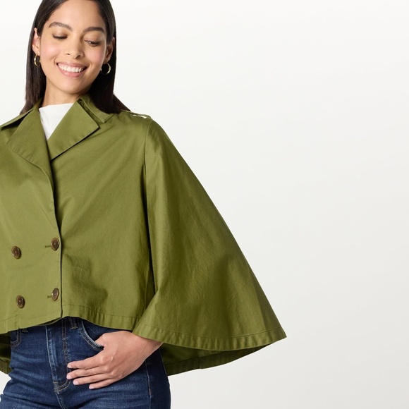 The Drop Women's Hayes Cropped Trench - Sea Kelp - Picture 3 of 8